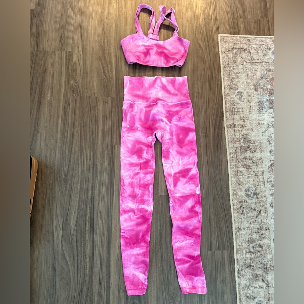 FP Movement by Free People Pink Tie-Dye Sports Bra & Leggings Set
